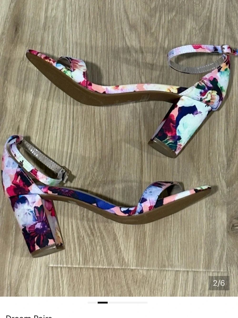 Dream Pairs Floral Ankle-Strap Heels in Pink, Purple, Blue and Green Size 8